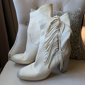 Free People Wild Rose Slouch boots - Bone Leather Fringe